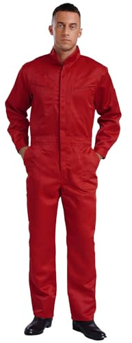 Aiihoo Herren Arbeitsoverall 100% Baumwolle Einteiler Overall Langarm Jumpsuit Arbeitsanzug Ganzanzug Schutzanzug Schutzkleidung Arbeitskleidung