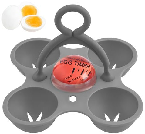 Eieruhr, Eieruhren mit Eier Pochierer, Harz Eierkocher für 4 Eier, Eieruhr zum Mitkochen, die Farbe ändert, Wenn Sie Fertig Sind, Hochtemperatur widerstand (1 Stück)