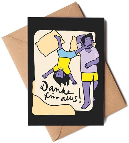Papa Grußkarte DANKE FÜR ALLES! inkl. braunem Kraftpapier Umschlag. Für Papas zur Geburt, zu Weihnachten, zum Vatertag, Geburtstag oder einfach, um Danke zu sagen. Schenkt Vätern ein Lächeln