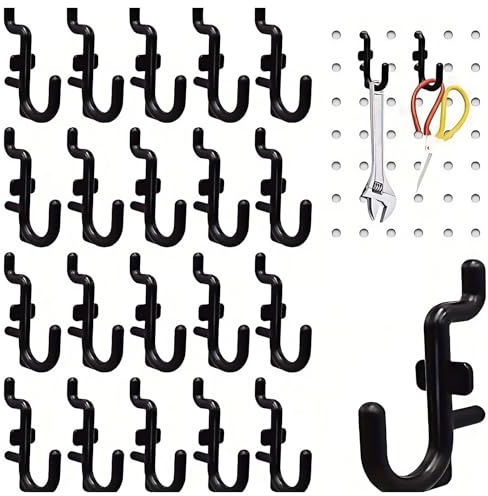 Nivithi 50 pegboard Hooks Kit,with J Hooks for Squat Rack 0.6CM Hole.Versatile for Hanging are for organizing Tools,Durable Solution,2.5cm Hole Pitch