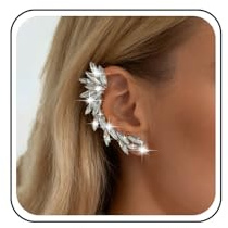 Inateannal Boho Crystal Leaf Ear Climber con CZ Sparkly Cuff Clip Orecchini in Oro