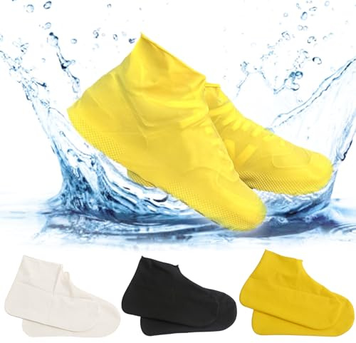 GmwyCzV 3 Paia Copriscarpe Impermeabili Lavabili, Riutilizzabile Copriscarpe Pioggia Gomma, Antiscivolo Copriscarpe Antipioggia Moto, per Giornate Pioggia all'aperto, Nevose e Strade Fangose (Unisex)
