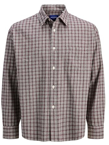 JACK & JONES Jormeadows Oversized Check Shirt LS Pls Jormeadows - Camiseta de Cuadros de Gran tamaño Hombre (Pack de 1)