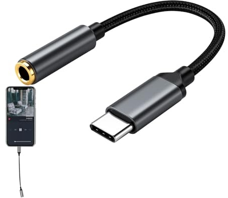 Adaptador USB C A 3,5 Mm - Adaptador De Audio USB C A 3,5 Mm | Convertidor De Auriculares USB C | Conector De Auriculares De Audio Ligero | Adaptador De Audio De USB C A 3,5 Mm | Cable Adaptador Jack
