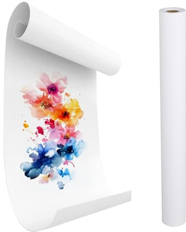 RMIVEGLIA Papierrolle Malen Kinder, 44 cm x 15 m, Weiß, Recyceltes Flipchart & Plakatpapier, Ideal für Zeichnen, Skizzieren, Basteln & Schule