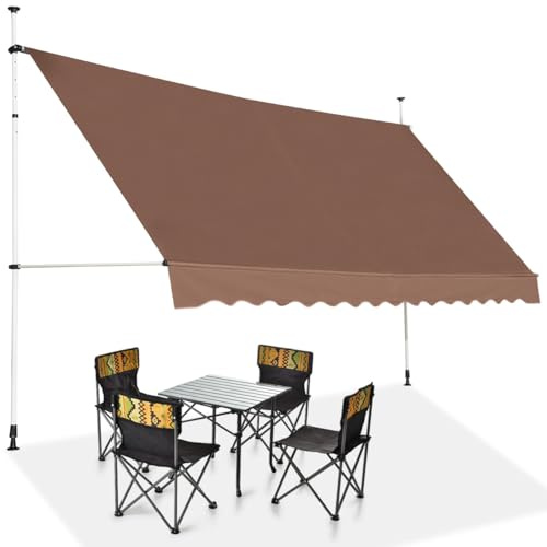 HOMASIS Toldos Exterior Terraza, Toldo de Sujeción con Manivela y Resistente a la Intemperie, con toldo Vela, Toldos Exterior Terraza Enrollable para Balcón y Patio (marrón, 400 cm)