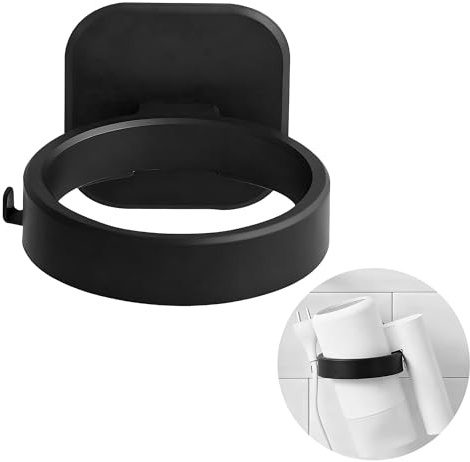 ZAYIO Self-Adhesive Hair Dryer Holder Wall Mount, Hairdryer Holder Wall Mounted for Bathroom and Dressing Table, Black Hairdryer Rack Organizer, No Drilling Required Practical Hair Dryer Holders