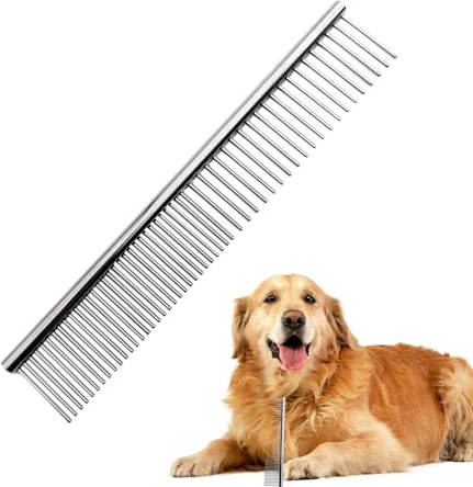 Peine para Perros,Peine Metálico Eliminador de Pelo Para Gatos - Cepillo Desenredante Antiestático para Mascotas Elimina Enredos y Pelo Suelto Cuidado Diario en Casa o Viaje