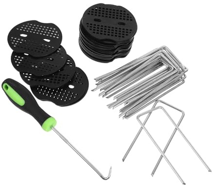 jojofuny U förmige Verzinkte Gartennägel mit Gummipuffern und Haken Robuste Erdanker für Unkrautvlies Planenbefestigung Rasenteppich und Gartenzäune Wetterfest und Vielseitig Einsetzbar