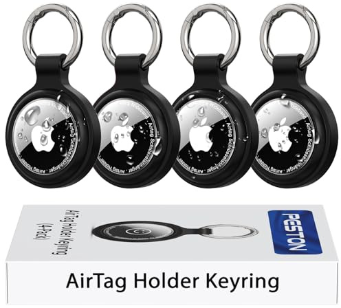 Fodral för AirTag Hållare Nyckelring – IP67 Vattentätt Fodral för Apple AirTag, Anti-Förlust, Repbeständig – Luftetiketthållare för Nycklar, Husdjur, Aagage (4-pack)