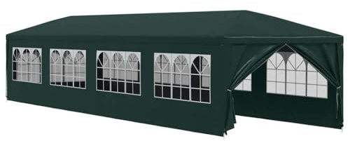 Nqyjm Tonnelle de Jardin Extérieur Tente de Réception 3x12 m Vert, Pavillon Chapiteau pour Mariage, Fêtes, Camping, événements Commerciaux