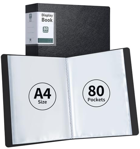 DONGLI 2 Stück Präsentationsmappe A4 mit 80 Transparente Taschen(Schwarz) | Sichtbuch Präsentationsbuch für Büro Schule