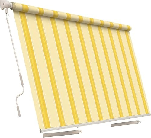 Aeffe Tenda da Sole a Caduta 200 x 250 Centimetri cm Avvolgibile, Estensibile, Struttura in Alluminio Tessuto 280gr/mq (Giallo e Beige 200x250)