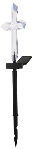 SHERCHPRY Croix Solaire Noire en Acrylique Étanche pour Cimetière et Jardin, Lampe Solaire Extérieure avec Éclairage LED pour Tombe et Décoration Extérieure