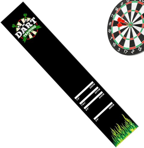 Dartmatte Mit 4 Abwurfdistanzen – 300 Cm X 62cm Dartteppich Dart Teppich Rutschfeste Gummimatte Für Boden, Schwarz Dart Teppich Mit Abwurflinie, Zubehör Für Dartscheibe, Perfekt Für Heimtraining