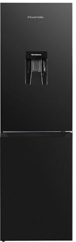 Russell Hobbs Freestanding Total No Frost Fridge Freezer 50/50 245L with Water Dispenser, Automatic Defrost, Adjustable Thermostat, Reversible Door, RH181TNF552E2DIWD (Black Steel)