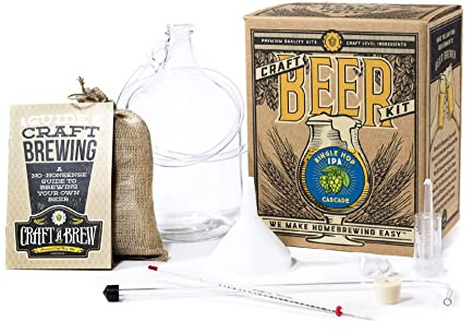 Craft A Brew - Single Hop IPA (Cascade) - Beer Making Kit - Make Your Own Craft Beer - Complete Equipment and Supplies - Starter Home Brewing Kit - 1 Gallon