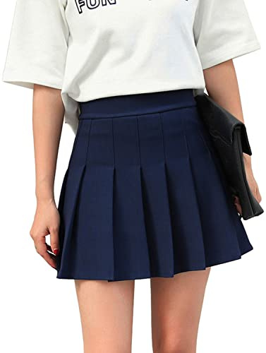 Hoerev Femmes Filles Évasé Casual Mini École Tennis Patineur Casual Jupe De Danse avec Deux Poches Latérales Et Short Intérieur