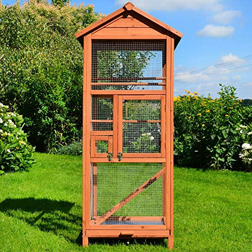 zooprinz Premium Vogelvoliere mit Kotschublade – aus hochwer-tigem Vollholz und verzinktem Draht – witterungsbe-ständig und langlebig – 3 Modelle zur Wahl (M) - vogelkäfig groß