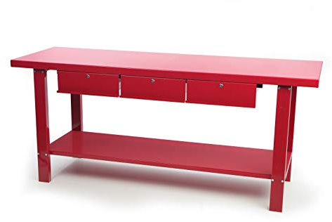 Banco De Trabajo Con 3 Cajones Y Plataforma Inferior, 2 Metros Mesa De Trabajo Para Taller Mecanico