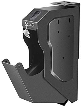 AIZYR Handgun Safe Box Fingerprint Pistol Gun Safes with Key Lock, Firearm Safety Device Quick Access Security Lock Key Vault