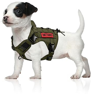 OneTigris Hundegeschirr, FIRE WATCHER Taktische Geschirr Sicherheitsgeschirr Hunde Hundeweste mit 1 Griffe und 2 D-Ring 1000D Nylon (XS, Grün)