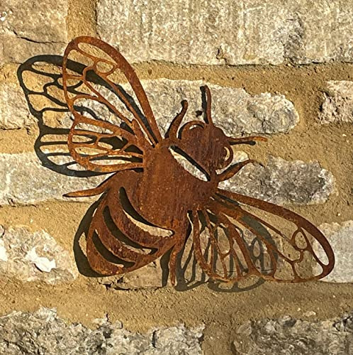 GAP GARDEN PRODUCTS Metal Bee Wall Art – 3D Garden & Home Wall Decoration – Bare Steel Bee Sculpture – Indoor & Outdoor Wall Art – Made in the UK – 40cm