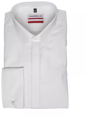 Marvelis Modern Fit Camisa de gala manga larga New Kent cuello blanco, Blanco 00, 44