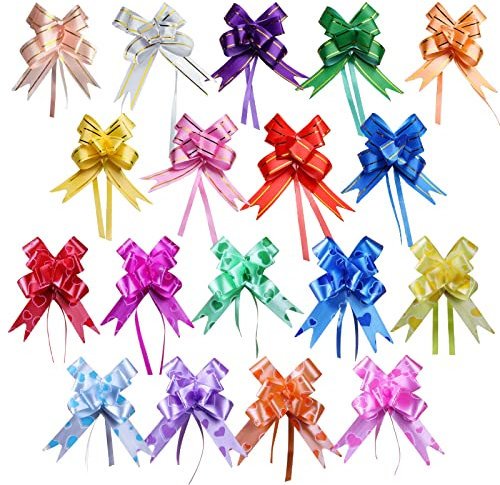 XTUDOU 360 Stück Ziehschleifen, Bunt Geschenkschleife Zugband Dekoschleife Geschenkschleifen für Geschenkverpackung, Weihnachtsdeko, Party, Geburtstag, Geschenke Tüten Zuckertüten (18 Farben)