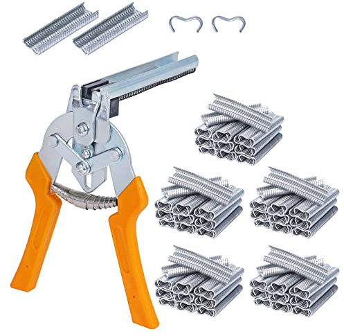 Hog Ring Pliers Kit Type M Nail Ring Pliers with 3000pcs M Clips, Wire Cage Clips for Fencing Animal Cages for Installation Fence Fastening Upholstery Installation