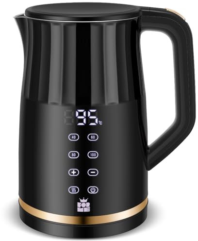 ForMe Hervidor Eléctricos de Acero Inoxidable 1,7 L Selección de Temperatura de 40-100 C LED Indicador Digital de Temperatura I Función de Mantener Caliente Tetera I Cristal Hervidora Libre de BPA