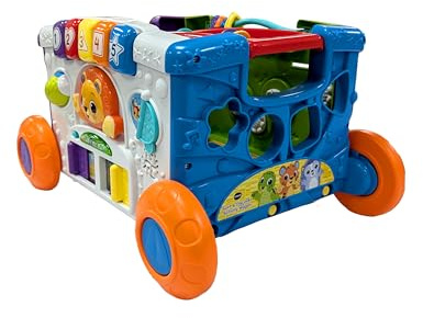 VTech Baby Sort & Discover Activity Wagon, Pull Along Light-up Activity Panel with Manipulatives, Animals, Numbers & Colours, Interactive Toy, Gift for Toddler 12, 18, 24 months +, English version