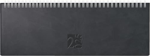 rido/idé Agenda transversal, modèle ac-semainier (2025), 2 pages = 1 semaine, 307 × 105 mm, 112 pages, couverture en cuir synthétique, noir