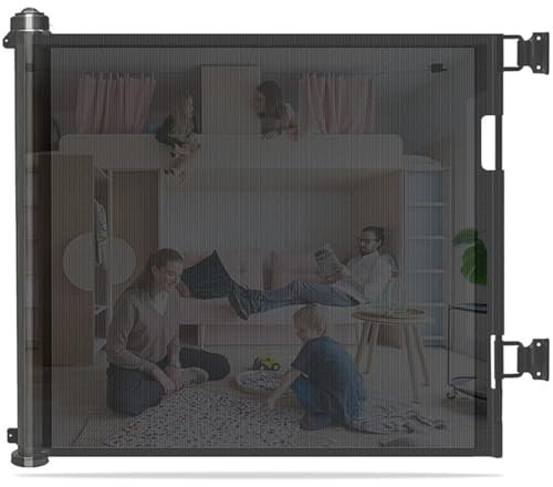 Treppenschutzgitter Ausziehbare Für Babys,0-300 cm,86cm Hoch Baby Absperrgitter Treppenschutzrollo,Einhändig Bedienbar Treppengitter Ausziehbar,Geeignet Für Treppen/Türen/Innen & Außen(Color:C)