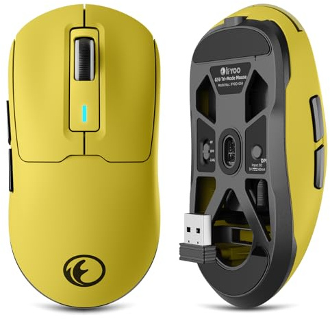 IFYOO Mouse da gioco wireless G59 2.4G/BT/Wired, Mouse da gioco wireless USB Type-C ricaricabile, 6 DPI regolabili, Max 8000 DPI, 60g Leggero, 6 pulsanti programmabili, Computer portatile PC, Win 11