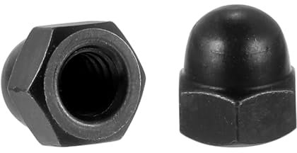 sourcing map 1/4-20 Acorn Cap Nuts, 50Pcs Carbon Steel Dome Cap Head Acorn Nut Hardware Nuts for Bolt Cover Zinc Plating, Black