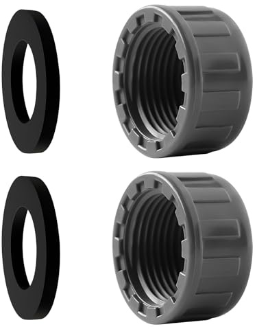 Lot de 2 bouchons filetés en PVC 3/4 - 25 mm - Rond - Filetage intérieur - Raccords de tuyau - Protection contre l'eau - Raccord fileté pour jardin