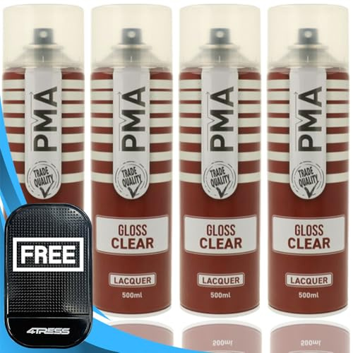 4TRESS PMA 4x Clear Gloss Lacquer Spray Paint 500ML High Covering Aerosol Cans Non-Slip Dash Mat(4T-PCPA1014)