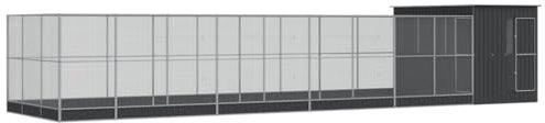 Gecheer Vogelkäfig großer Vogelvoliere Voliere mit Erweiterung Vogelhaus Papageienkäfig Trennwand Trenngitter Zuchtkäfig Rattenkäfig Nagerkäfig Silbern 1118x303x216 cm Stahl