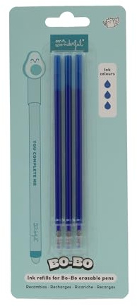 Mr. Wonderful - Set mit 3 Tintenminen für radierbare Stifte - Blau - Thermosensible Gel-Tinte - Nachfüllminen für Stifte