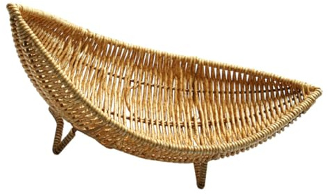 Ciieeo Cesta De Fruta De Ratán Tejida Resistente 35x25 Cm Plástico Sin Revestimiento Almacenaje Hogar Cocina Picnic Diseño Original Barco