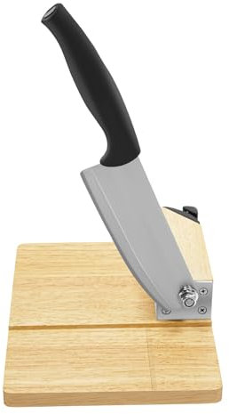 Guillotine Trancheuse manuelle avec lames en acier inoxydable, trancheuse à pain avec planche à découper en chêne, pour couper le bacon, les gâteaux de riz, le bœuf, le fromage, les sandwichs