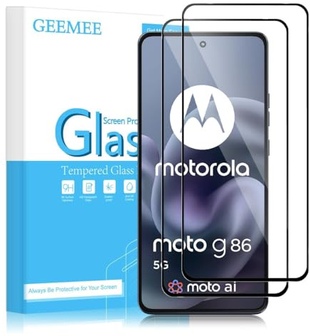 GEEMEE Protector de Pantalla para Motorola Moto G86/Moto G86 Power, 2 Piezas Vidrio Templado 9H Alta Definicion Cristal Templado Glass Screen Protector
