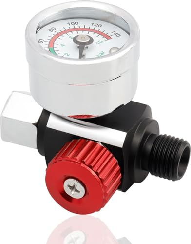 Bestgle 1/4 NPT Druckminderer, EU-Standard Druckregler Druckregelventil Druckschalter Regelventil Druckschaltventil mit Manometer 140 PSI 10 BAR für Spritzpistolen und pneumatische Werkzeuge
