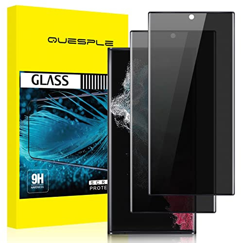 QUESPLE [2 Stück] Panzerglas Sichtschutz für Samsung Galaxy S22 Ultra 5G, Anti-Kratzen, 9H Härte Blasenfreie Samsung S22 Ultra Privacy Schutzfolie Gehärtetem Glas Displayschutzfolie