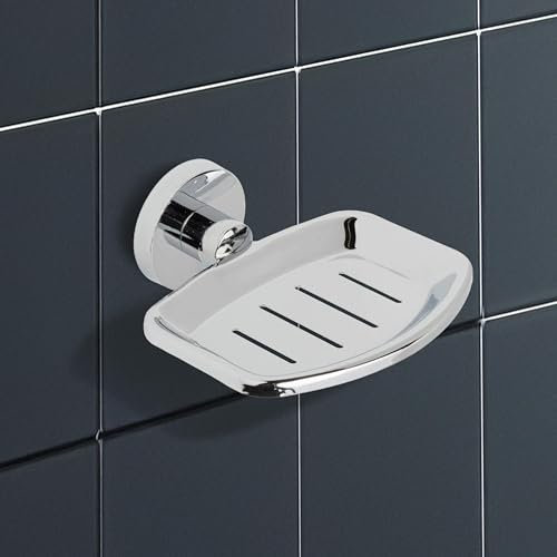 IPEA Portasapone Adesivo da Parete in Metallo - Non Necessita Foratura - Design Moderno - Porta Sapone da Muro da Incollare in Bagno, Doccia, Cucina, Casa - Porta Saponetta o Spugna - Autodesivo