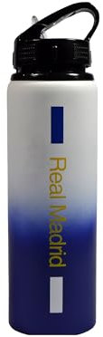 Hy-Pro Botella de aluminio con licencia oficial del Real Madrid CF de 750 ml, diseño desteñido, mate, popote plegable integrado, a prueba de fugas, ligera, gran idea de regalo de fútbol