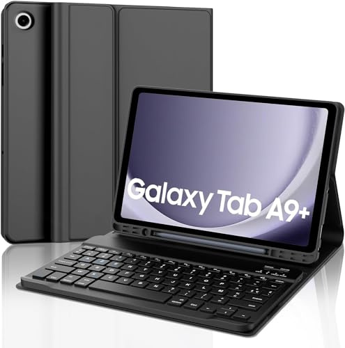 SENGBIRCH Funda de teclado para Samsung Galaxy Tab A9 Plus de 11 pulgadas 2023 - Teclado Bluetooth desmontable con diseño del Reino Unido, funda protectora para Galaxy Tab A9+ de 11 pulgadas con