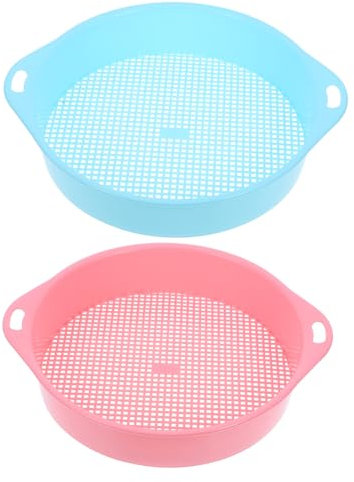 Levemolo 2pcs Garden Soil Sifter Mesh Plastic Soil Sieve Manual Sifting Pan Gardening Sieve Rocks Sand