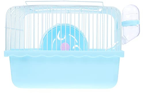 FONDOTIN Hamsterkäfig Klein Blau Tragbar Haustierkäfig Für Hamster Chinchilla Mit Laufrad Wasserkanne Für Reisen Unterwegs
